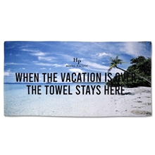 aerial view a custom dye sublimated standard beach towel, image 1 of 2