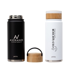 aerial view a group of perka(r) lennox 18 oz double wall stainless steel bottle, image 1 of 2
