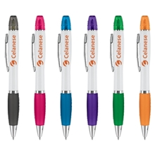 a group of curvaceous dual end twist ballpoint highlighter