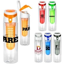 aerial view a group of trendy 24 oz bottle with fruit infuser, image 1 of 2