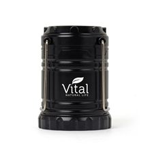 aerial view a black mini camping cob lantern, image 1 of 2