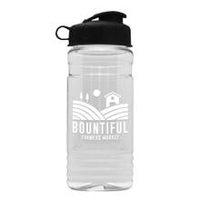 aerial view a clear bottle & frost infuser basket & black lid garyline(r) groove 20 oz tritan(tm) infuser bottle with flip lid and tritan(tm) infuser, image 1 of 2