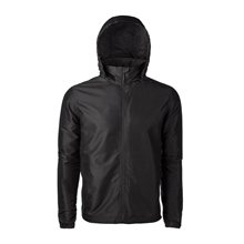 aerial view a black mens mist windbreaker jacket, image 1 of 2