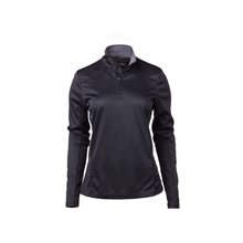 aerial view a black ladies cerrado quarter - zip wicking shirt, image 1 of 7