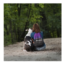 aerial view a custom digitally sublimated drawstring backpack, image 1 of 3