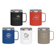 a group of glamping - 14 oz double - wall stainless mug - laser