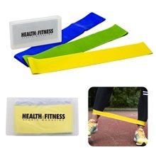 a clear case with yellow/green/blue bands adjustable resistance band set