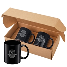 a black 11 oz sunrise ceramic mugs gift set
