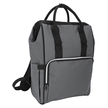 aerial view a gray versatile cooler tote backpack, image 1 of 3