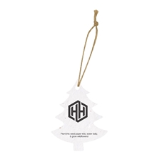 aerial view a white bloomin(r) tree shaped plantable holiday ornament, image 1 of 2