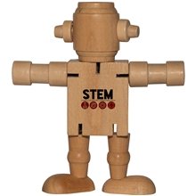 a group of 4 mini wood robot