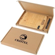 a group of bamboo sharpen - it(tm) cutting board with knife gift box set