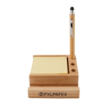 aerial view a group of bamboo desk organizer with phone holder, image 1 of 2