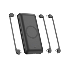 aerial view a black chi - charge pro - 10, 000 mah universal power bank with wireless charging, image 1 of 4