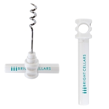 aerial view a white pocket style wine / champagne corkscrew opener, image 1 of 2