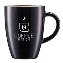 aerial view a black 12 oz pacific ceramic mug, image 1 of 6