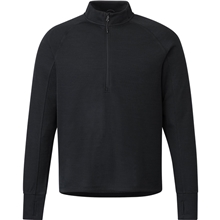 aerial view a black (995) mens crane performance knit half zip with thumb holes, image 1 of 2