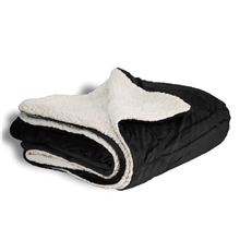 a black micro soft touch sherpa blanket