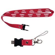 aerial view a pms 186c berkeley custom printed lanyard usb flash drive, image 1 of 6