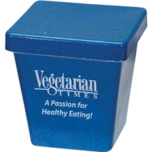 aerial view a blue bamboo mini planter with seeds, image 1 of 2