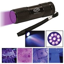 a group of black ultraviolet (uv) led flashlight