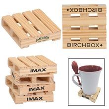 a group of 3 square mini pallet wood coaster
