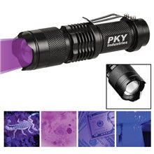 a group of tactical black ultraviolet (uv) led flashlight