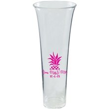 a clear 5 oz plastic flared champagne flute sampler