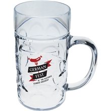 a clear promotional personalized 1/2 liter plastic german beer mug