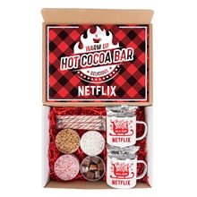 aerial view a kraft hot cocoa bar kit with 2 mugs, image 1 of 13