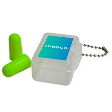 aerial view a green rectangle case ear plugs, image 1 of 4