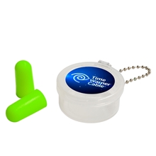 aerial view a green round case ear plugs, image 1 of 4