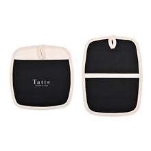 aerial view a black la cuisine potholder hot pad set, image 1 of 7