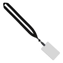 aerial view a black promotional 3/4 polyester lanyard with 3 x 5 id badge - imprint, image 1 of 2