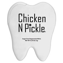 aerial view a solid white tooth credit card mints, image 1 of 3