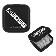 aerial view a black promotional mini square mint tin with your logo, image 1 of 4