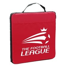 aerial view a red 13.5 fabric stadium seat cushion with pocket, image 1 of 2