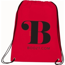aerial view a red heat seal drawstring bag, image 1 of 2