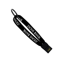aerial view a black 1/2 cotton wrist retainer with slider metal split - ring, image 1 of 2