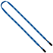 aerial view a electric blue 1/2 cotton double bulldog clip lanyard, image 1 of 3