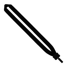 aerial view a black 1 cotton lanyard with plastic clamshell bulldog clip, image 1 of 2