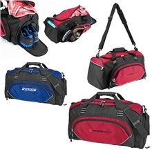 a group of polyester preston weekender multifunction duffel bag 21.5