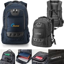 aerial view a group of basecamp navigator laptop backpack, image 1 of 2