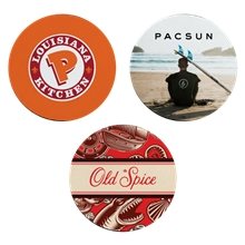 aerial view a group of round neoprene drink coaster, image 1 of 4