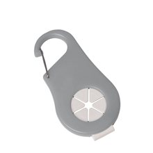 aerial view a gray bottle and towel holder, image 1 of 2