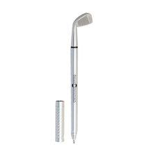 a silver blackpen golf silver cap - off ballpoint pen