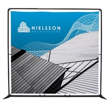 aerial view a white 8.5 frameworx banner display kit (600 denier polyester), image 1 of 6