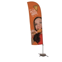 aerial view a white 10.5 value blade sail polypropylene banner kit (single - sided with cross base), image 1 of 5