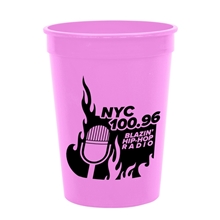 aerial view a awareness pink 12 oz cups on the go plastic stadium cup, image 1 of 2