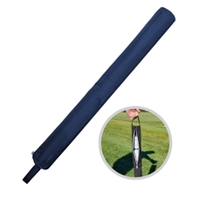 a navy blue golf can cooler sleeve